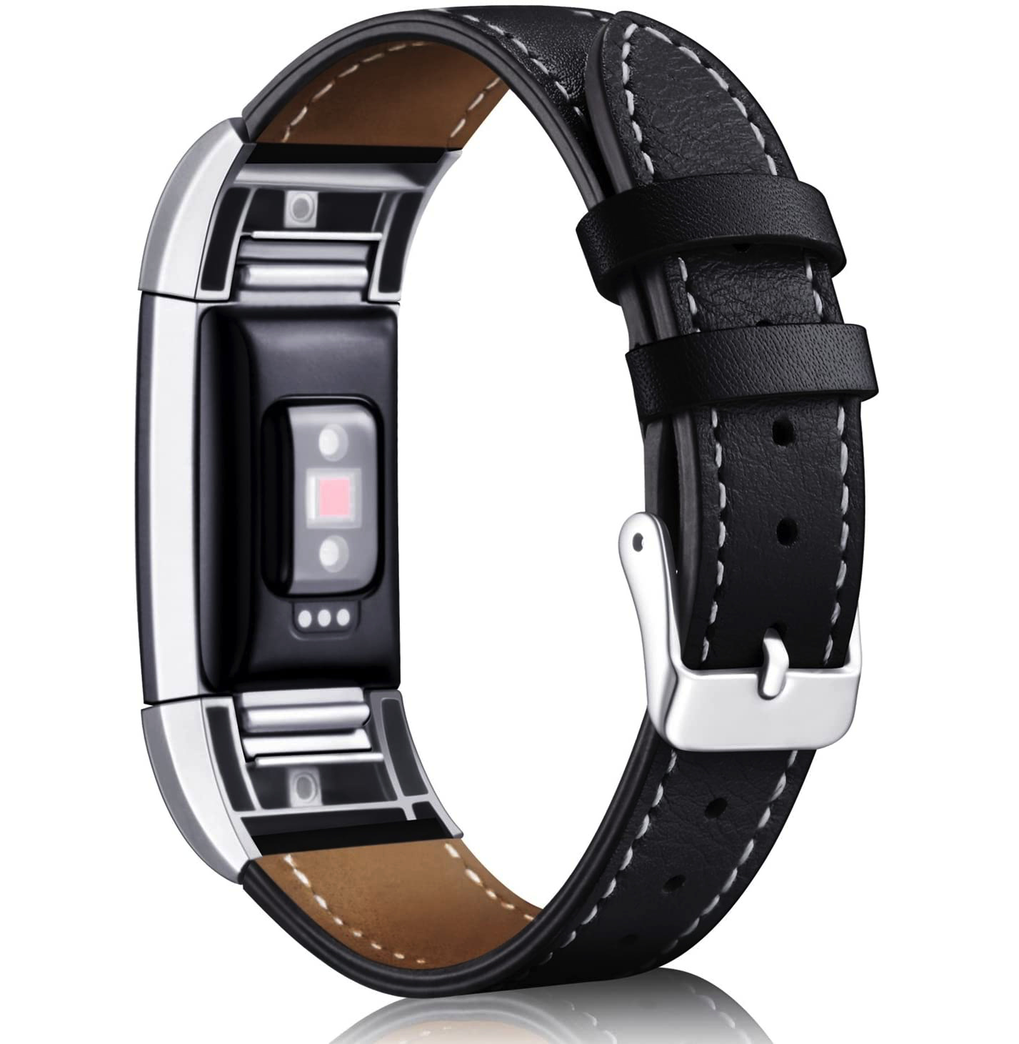 Fitbit Charge 2 Leren Bandje - Zwart