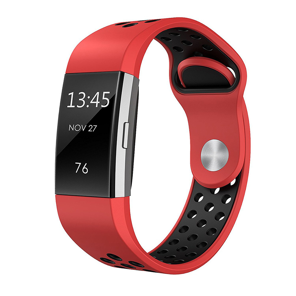 Voorspellen module ten tweede Fitbit Charge 2 sport bandje - zwart rood | Yonosmartwatchbandjes.nl