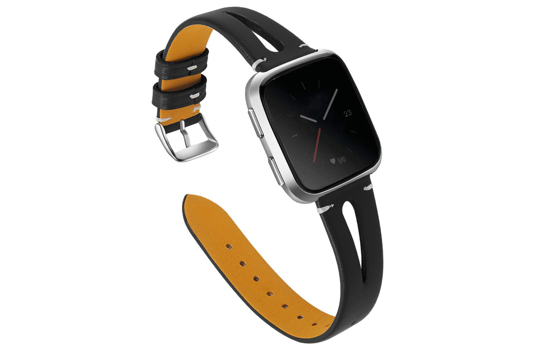 Fitbit Versa 2 Leer Bandje - Zwart
