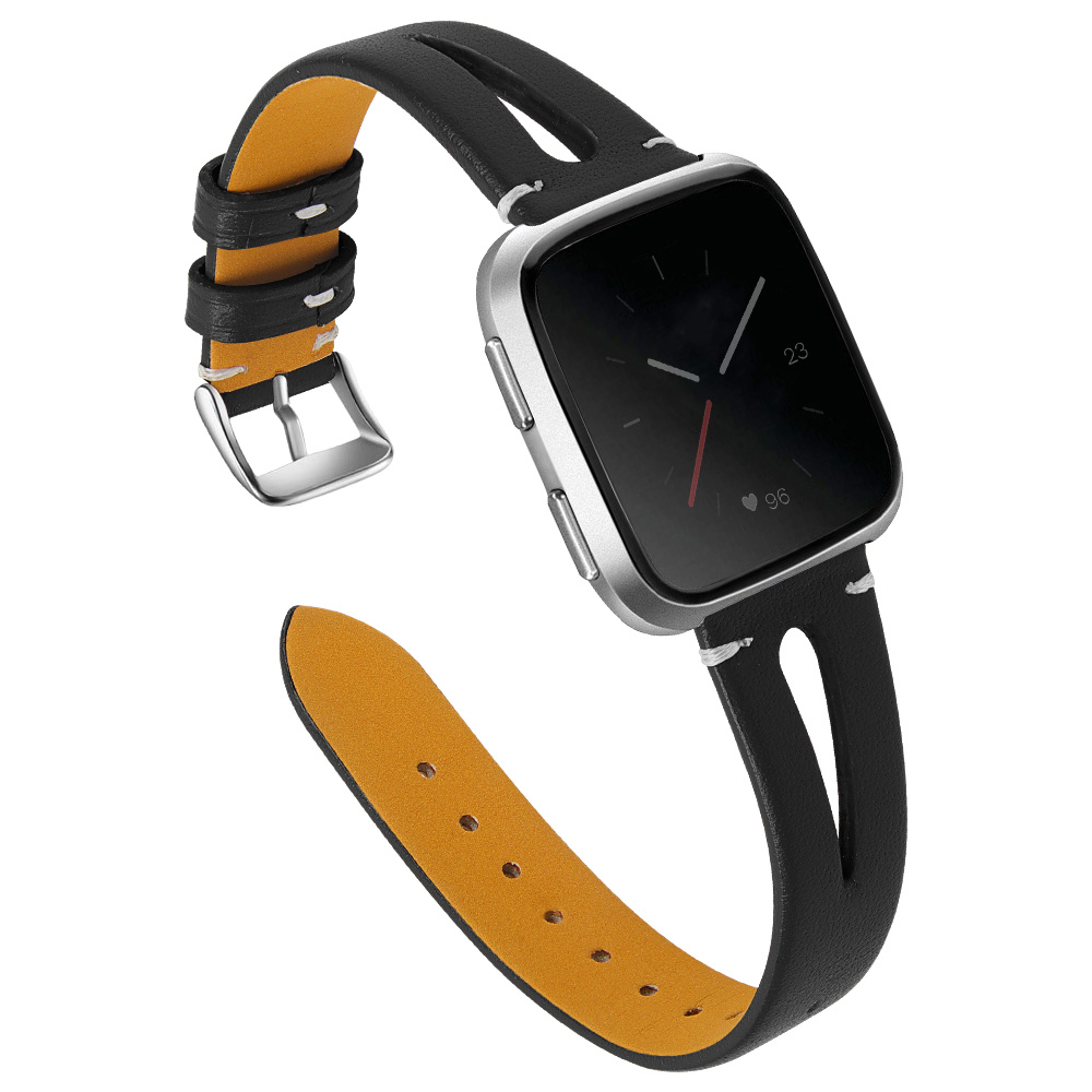 Fitbit Versa 2 Leer Bandje - Zwart