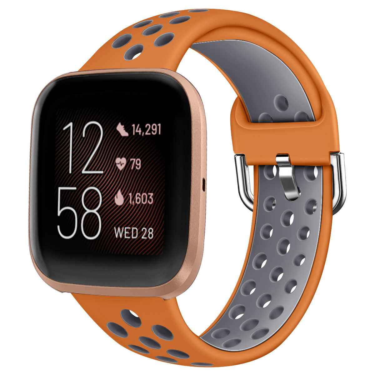 Fitbit Versa Sport Air Bandje - Oranje Grijs