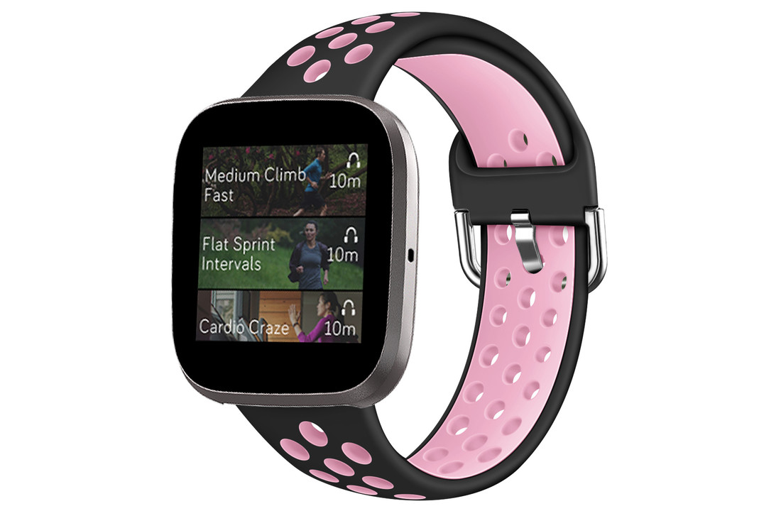 Fitbit Versa Sport Air Bandje - Zwart Lichtroze