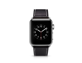 Apple Watch Leren Retro Bandje – Zwart