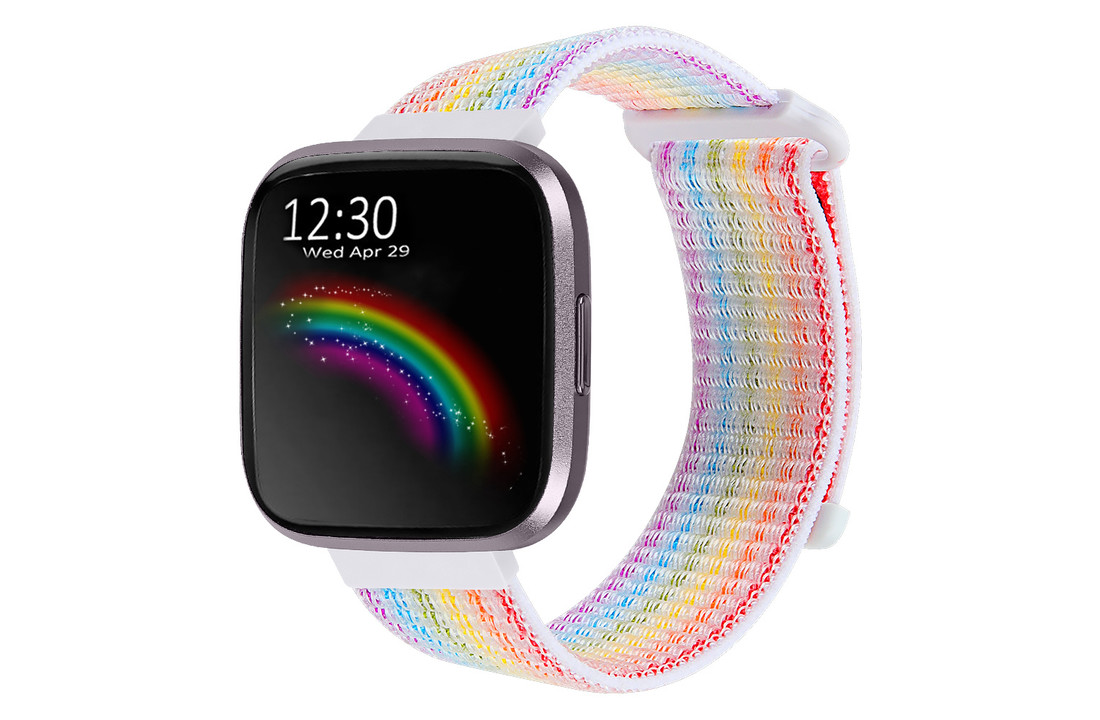 Fitbit Versa 2 Nylon Bandje - Regenboog