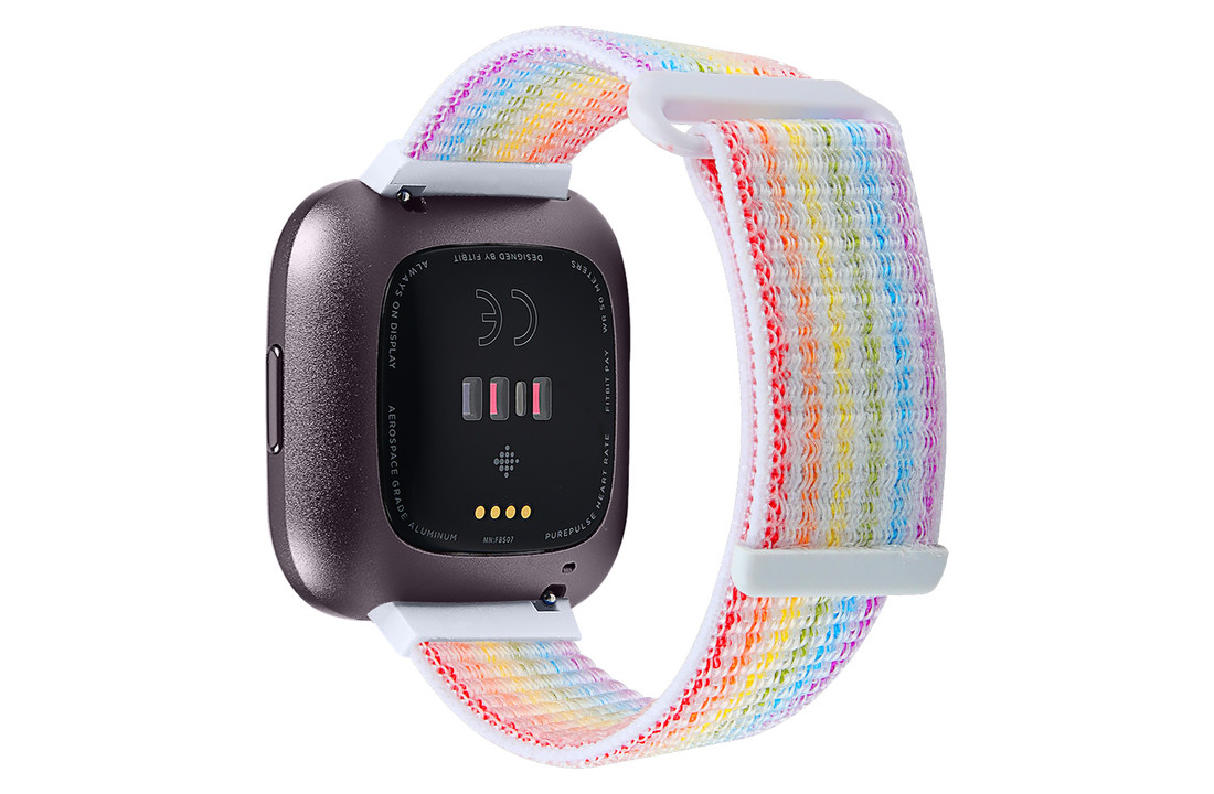Fitbit Versa 2 Nylon Bandje - Regenboog