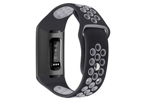 Fitbit Charge 3 / 4 Sport Air Bandje - Zwart/Grijs