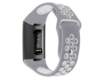 Fitbit Charge 3 / 4 Sport Air Bandje - Grijs/Wit