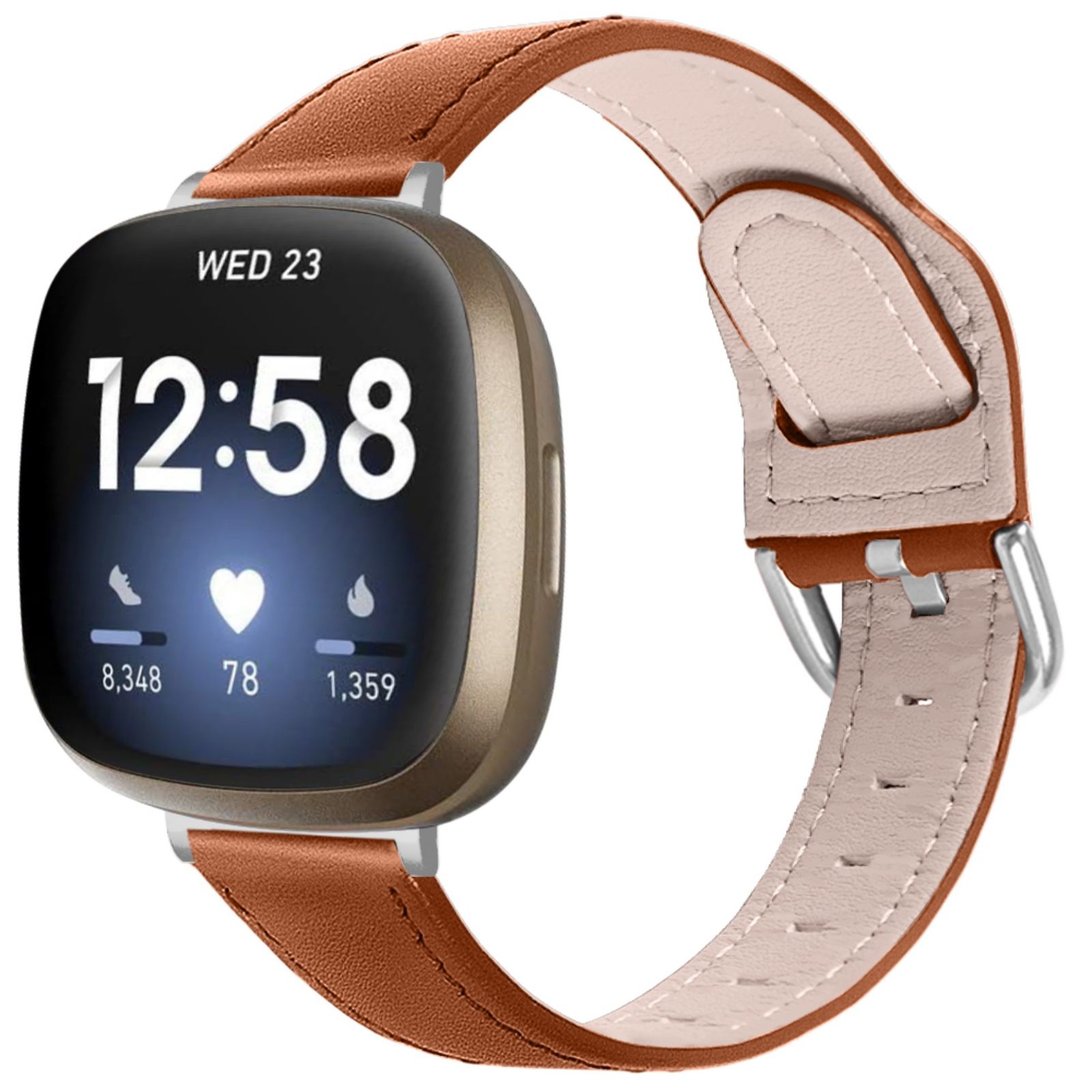 Fitbit Versa 3 / Sense Leer Bandje - Bruin