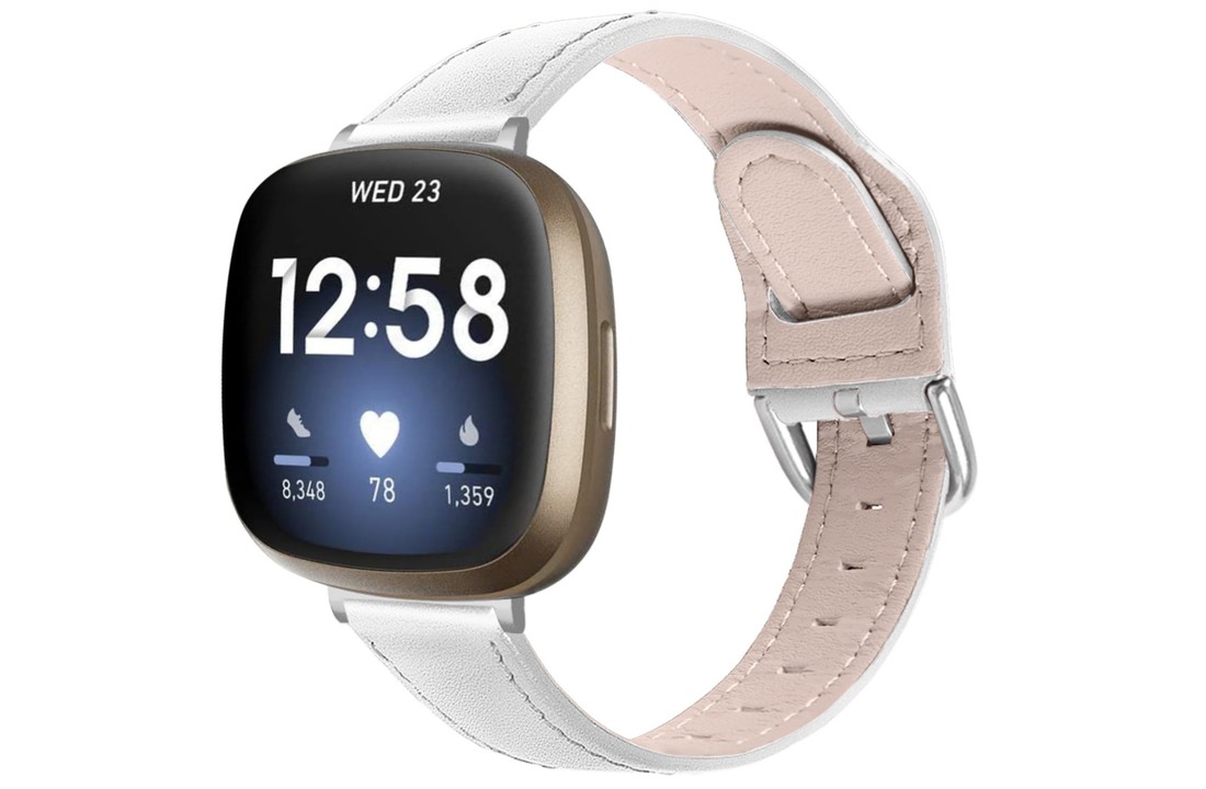 Fitbit Versa 3 / Sense Leer Bandje - Wit