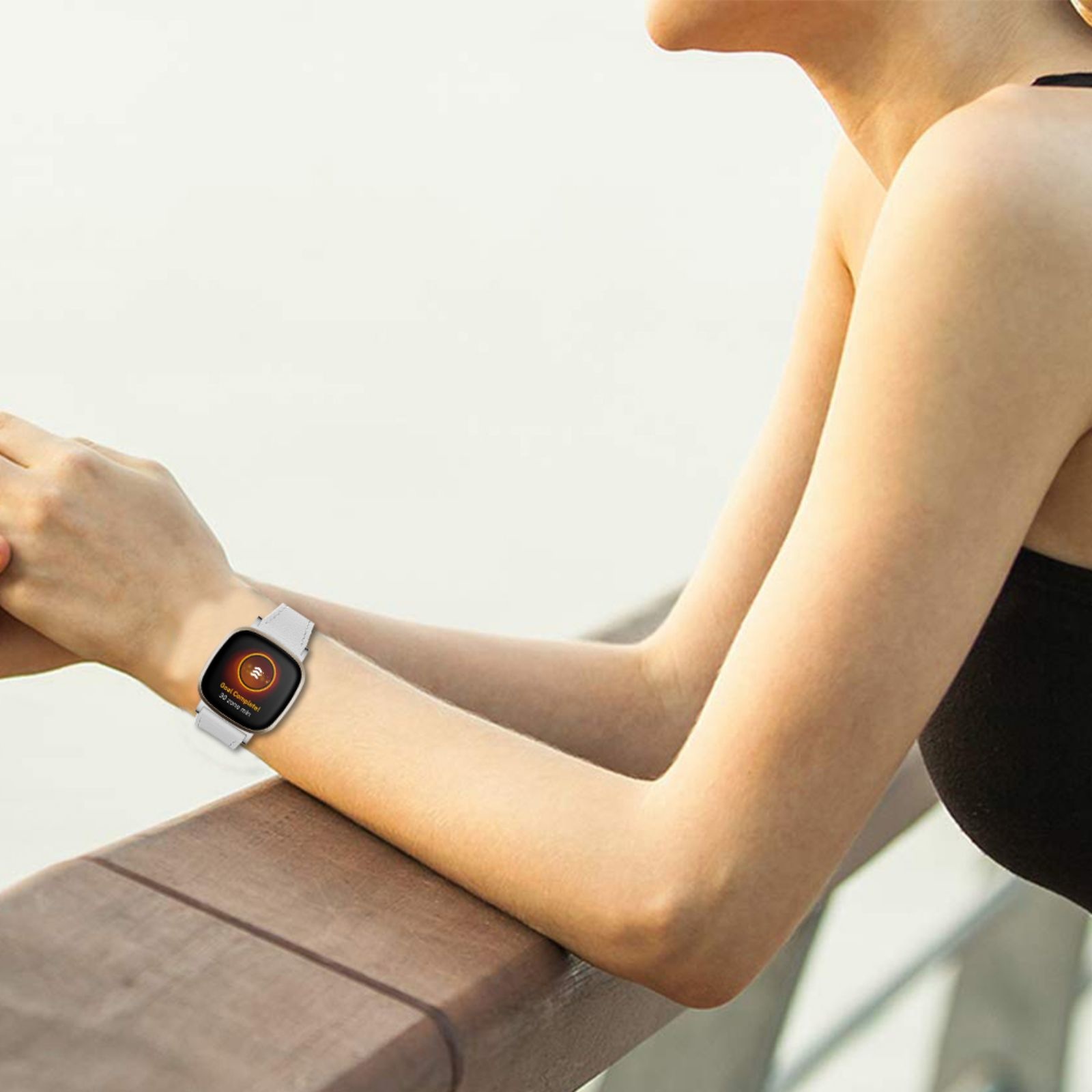Fitbit Versa 3 / Sense Leer Bandje - Wit