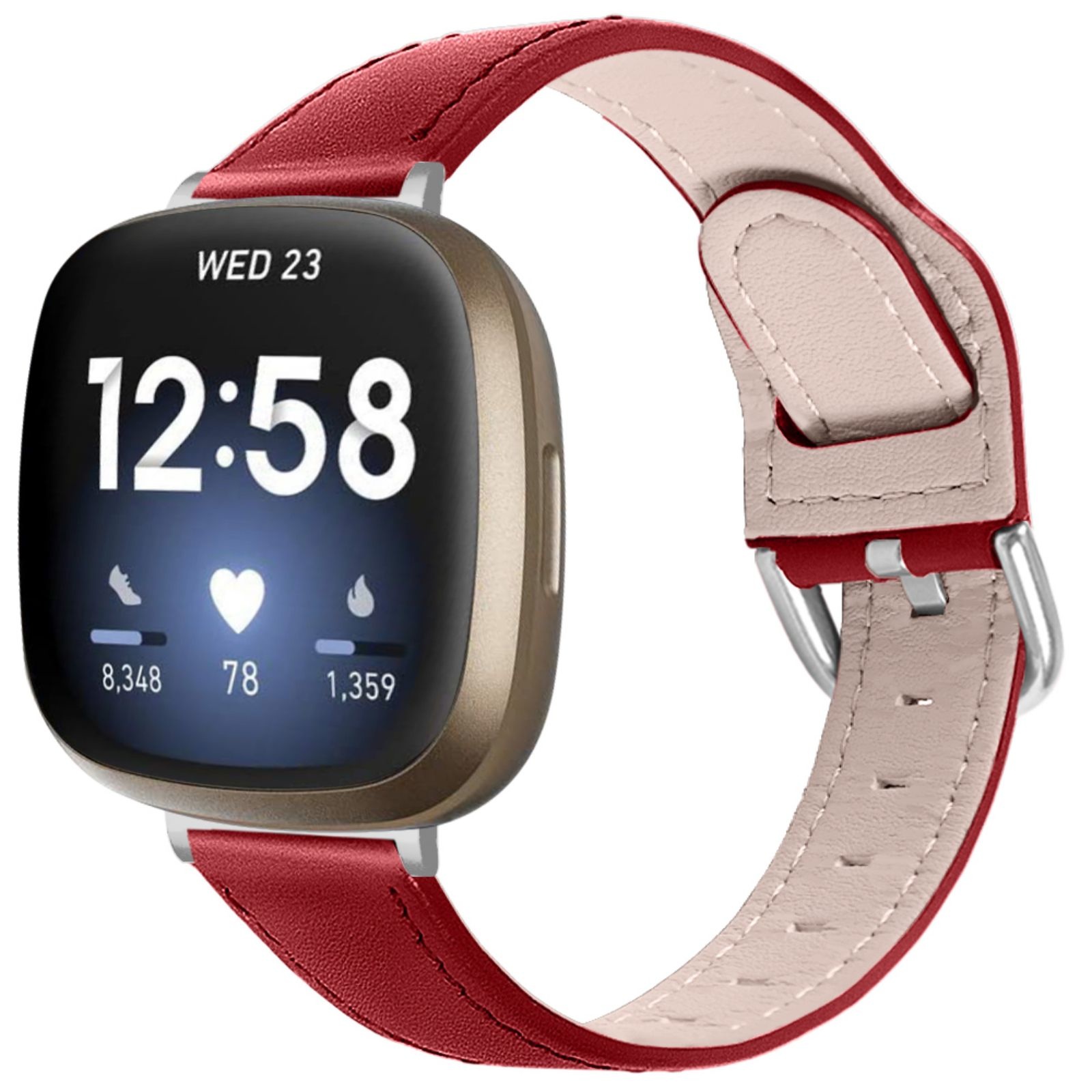 Fitbit Versa 3 / Sense Leer Bandje - Rood