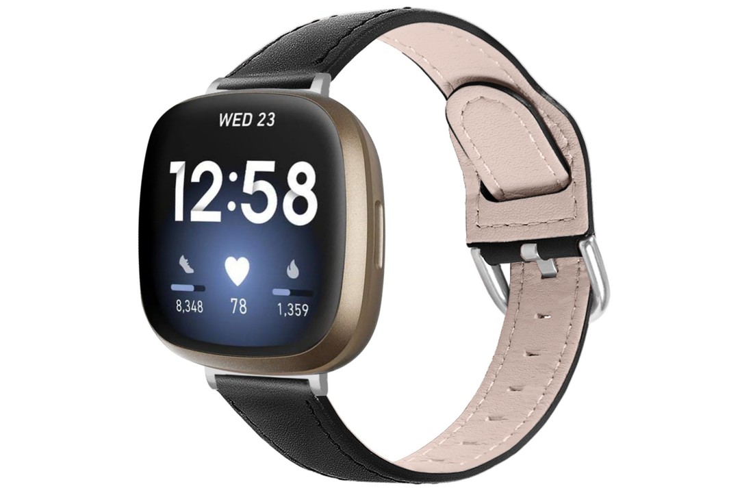 Fitbit Versa 3 / Sense Leer Bandje - Zwart