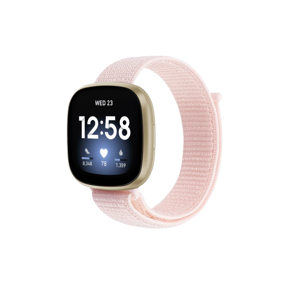 Fitbit Versa 3 / Sense Nylon Velcro Bandje - Lichtroze