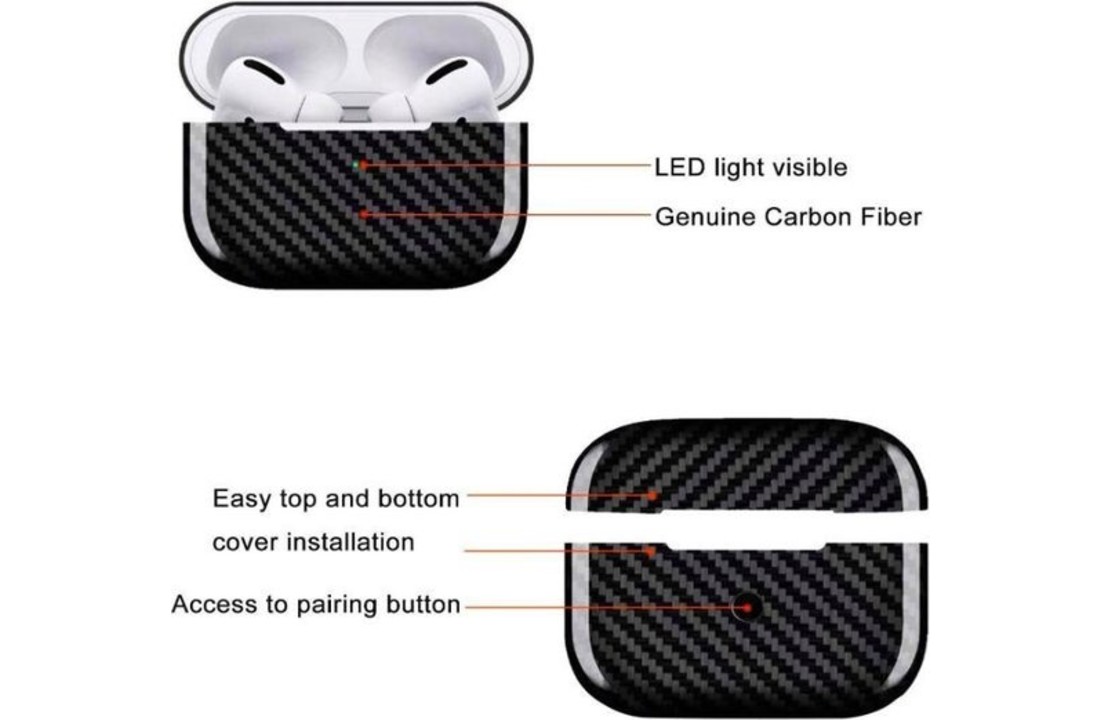Apple AirPods Pro Hard Case - Carbon Hoesje – Zwart