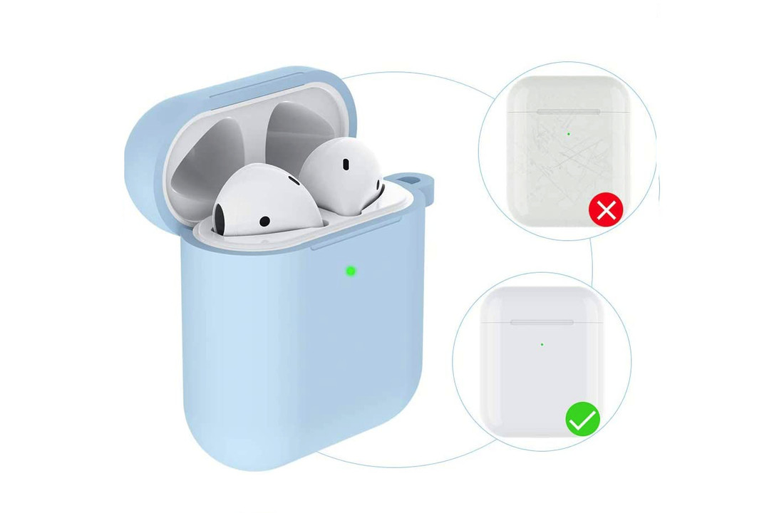 Apple AirPods Soft Case - Met Pluche Bol - Blauw