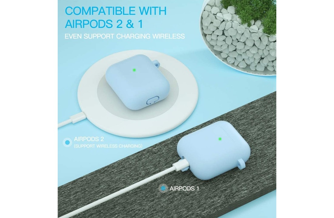 Apple AirPods Soft Case - Met Pluche Bol - Blauw