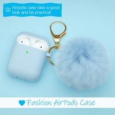 Apple AirPods Soft Case - Met Pluche Bol - Blauw