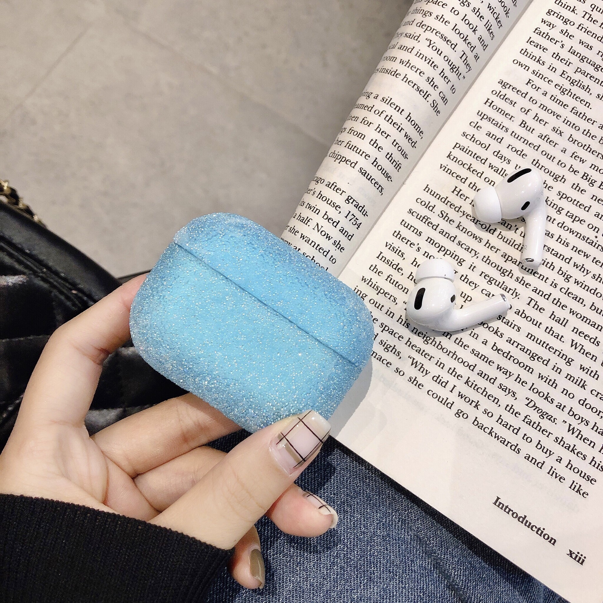 Apple AirPods Pro Hard Glitter Case – Blauw