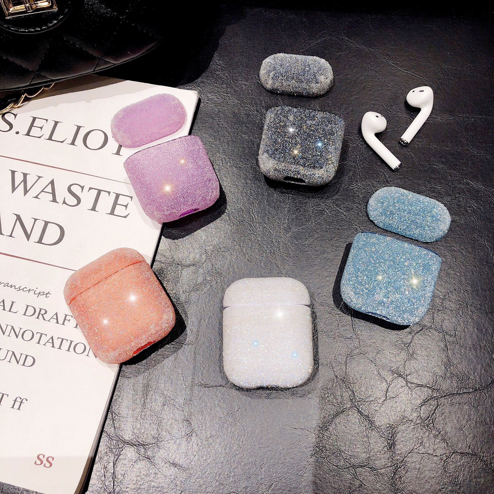 Apple AirPods Hard Glitter Case – Zwart
