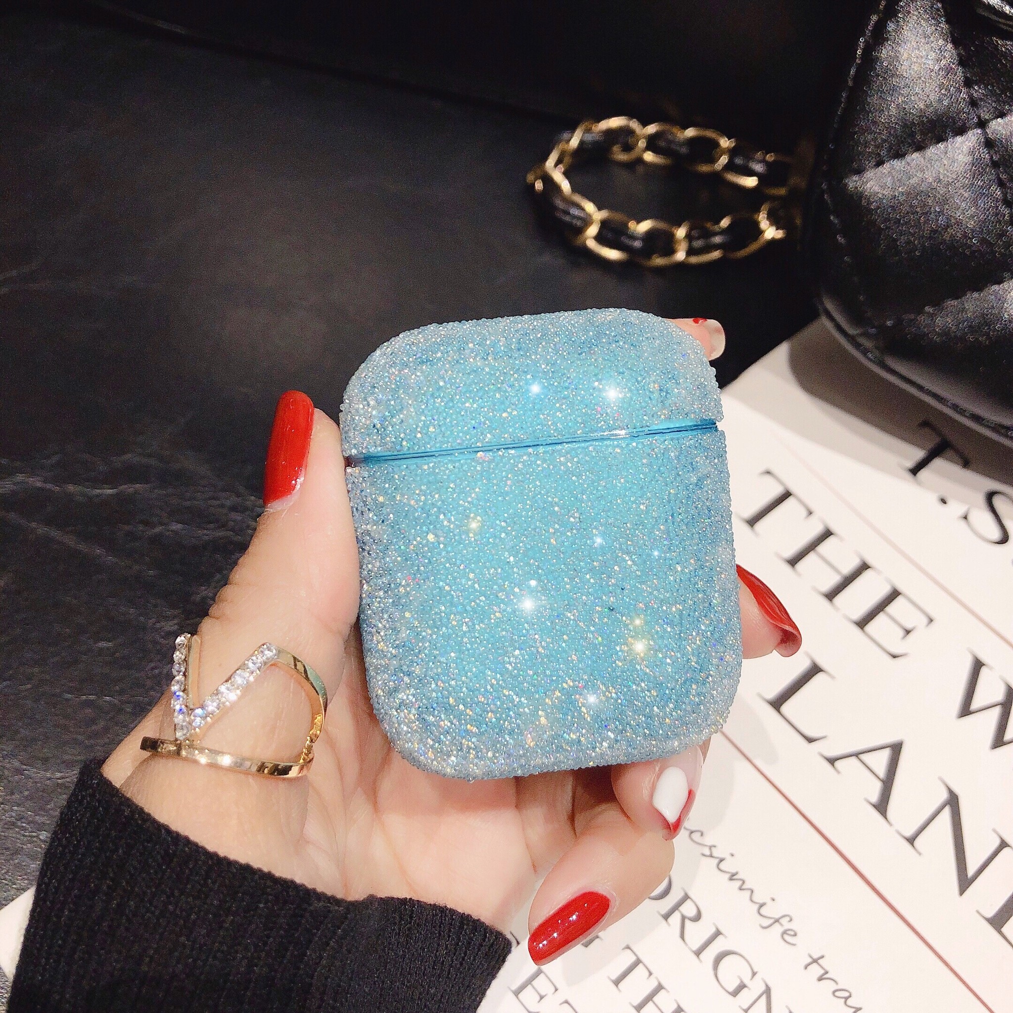 Apple AirPods Hard Glitter Case –Blauw