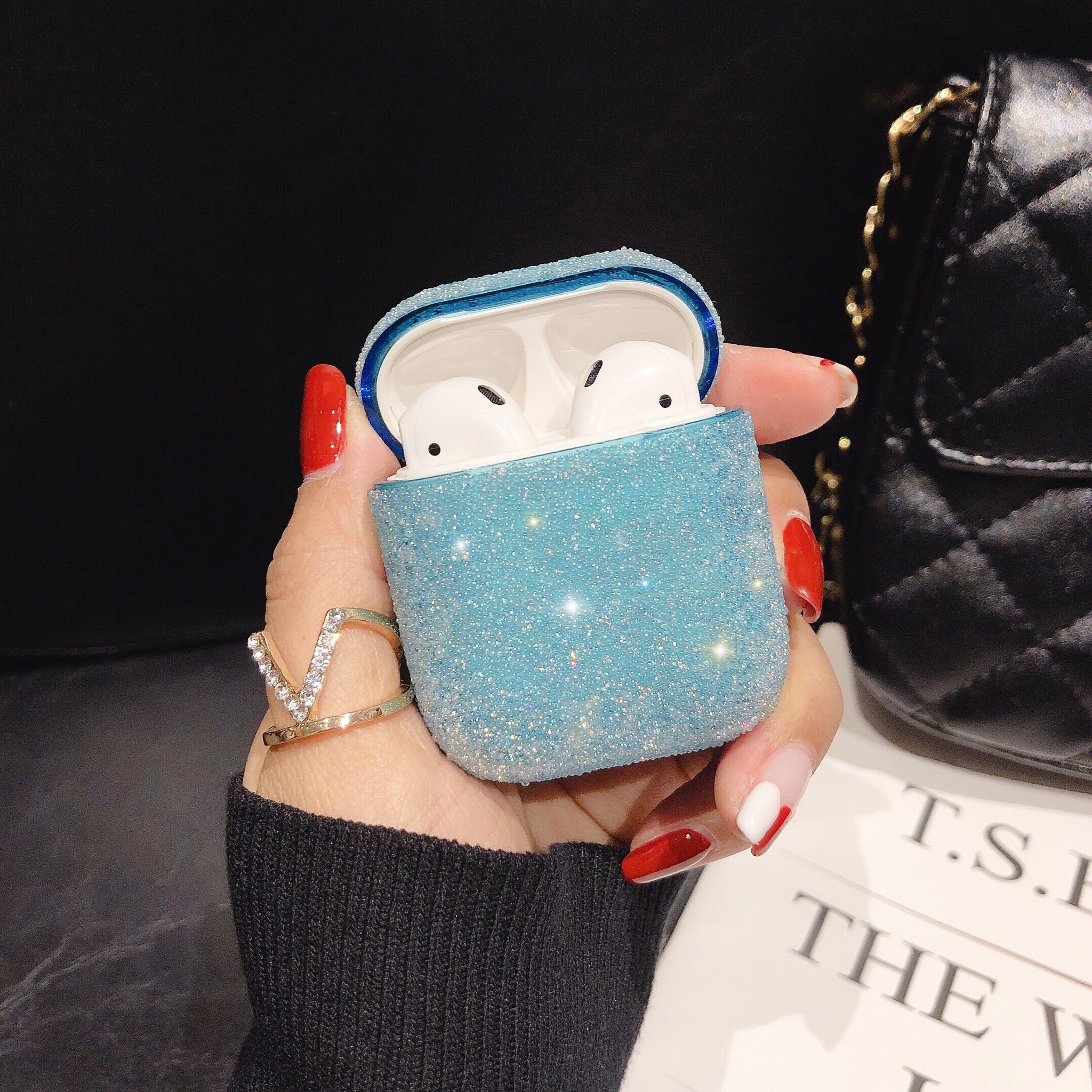 Apple AirPods Hard Glitter Case –Blauw