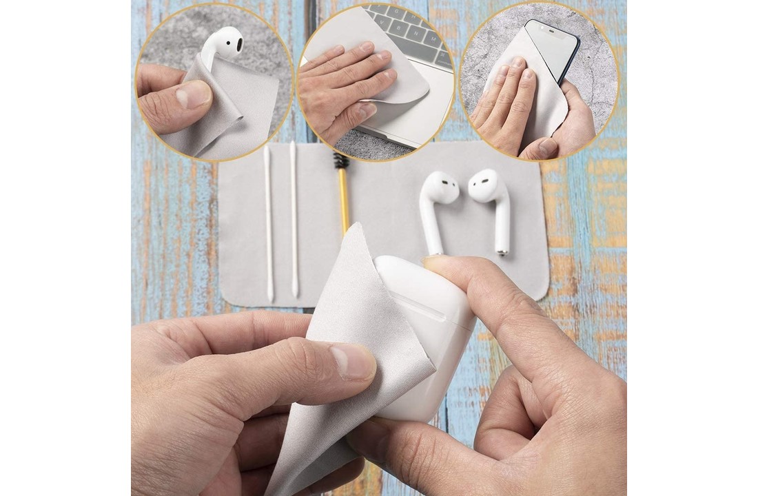 Complete Schoonmaakset AirPods – Cleaning Kit – Cleaner – Reinigingsdoekjes – Wattenstaafjes – Draadloze Oortjes Schoonmaakkit