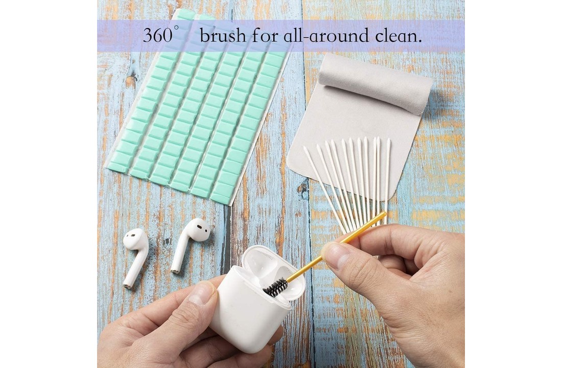 Complete Schoonmaakset AirPods – Cleaning Kit – Cleaner – Reinigingsdoekjes – Wattenstaafjes – Draadloze Oortjes Schoonmaakkit