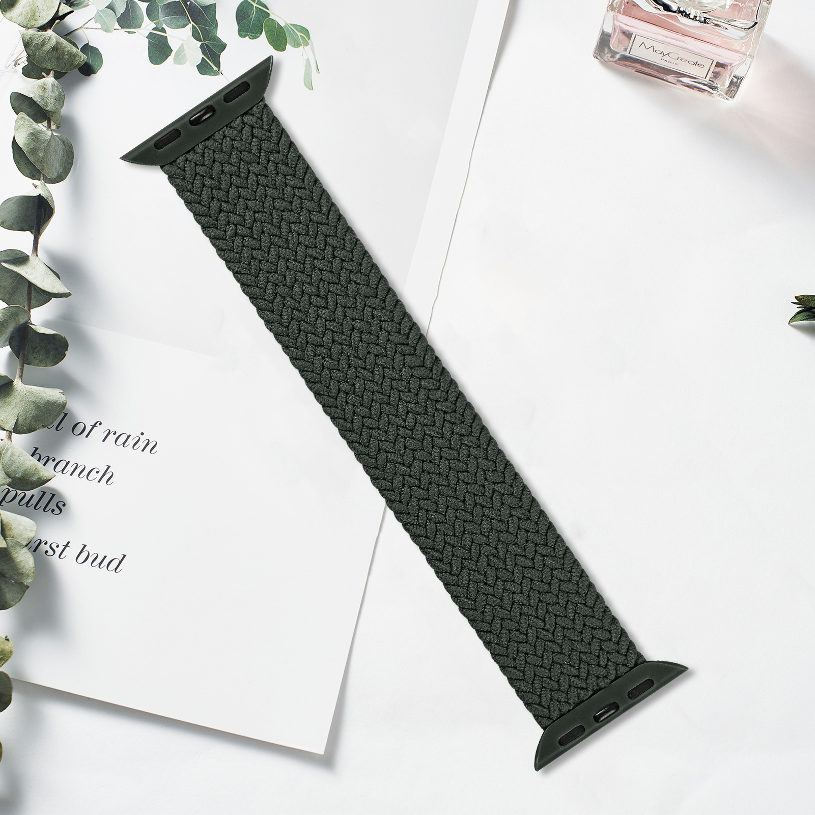 YONO Apple Watch Bandje - Gevlochten iWatch Series Solo Loop Band - Groen