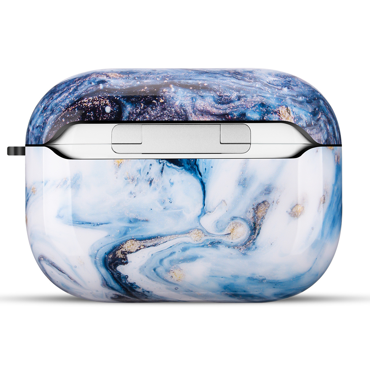 Apple AirPods Pro Hard Case - Hoesje met Clip - Blauw Marmer