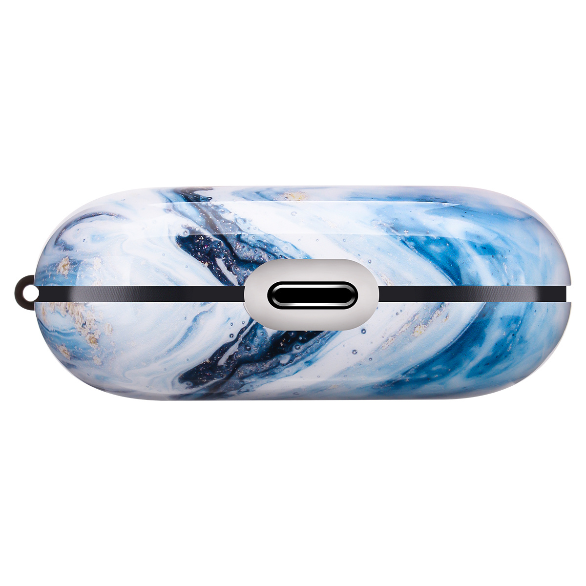Apple AirPods Pro Hard Case - Hoesje met Clip - Blauw Marmer