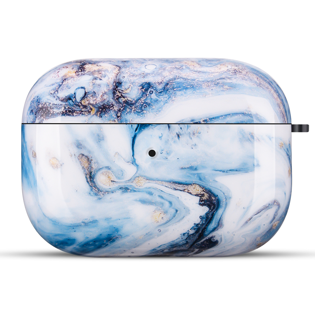 Apple AirPods Pro Hard Case - Hoesje met Clip - Blauw Marmer