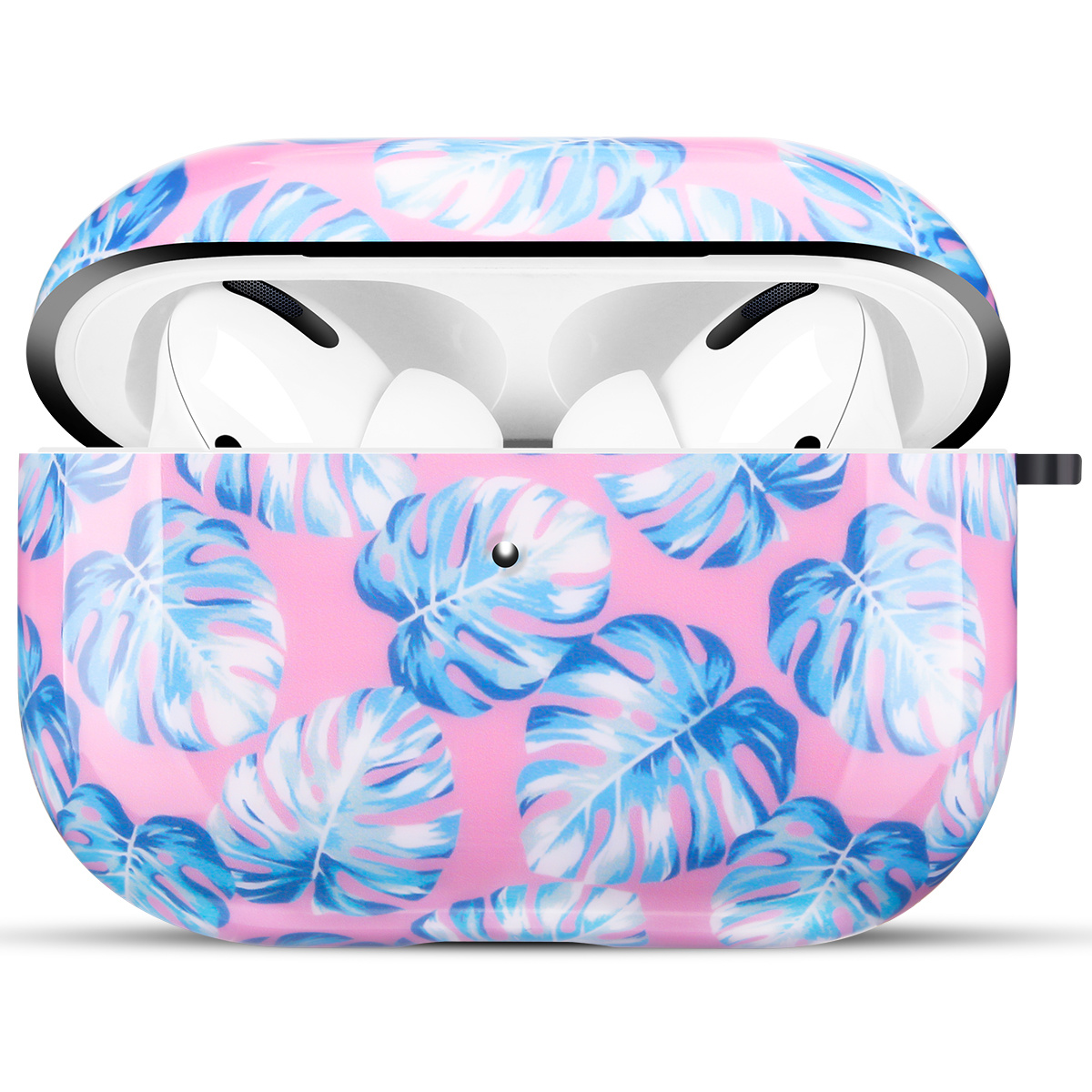 Apple AirPods Pro Hard Case - Hoesje met Clip - Monstera Roze