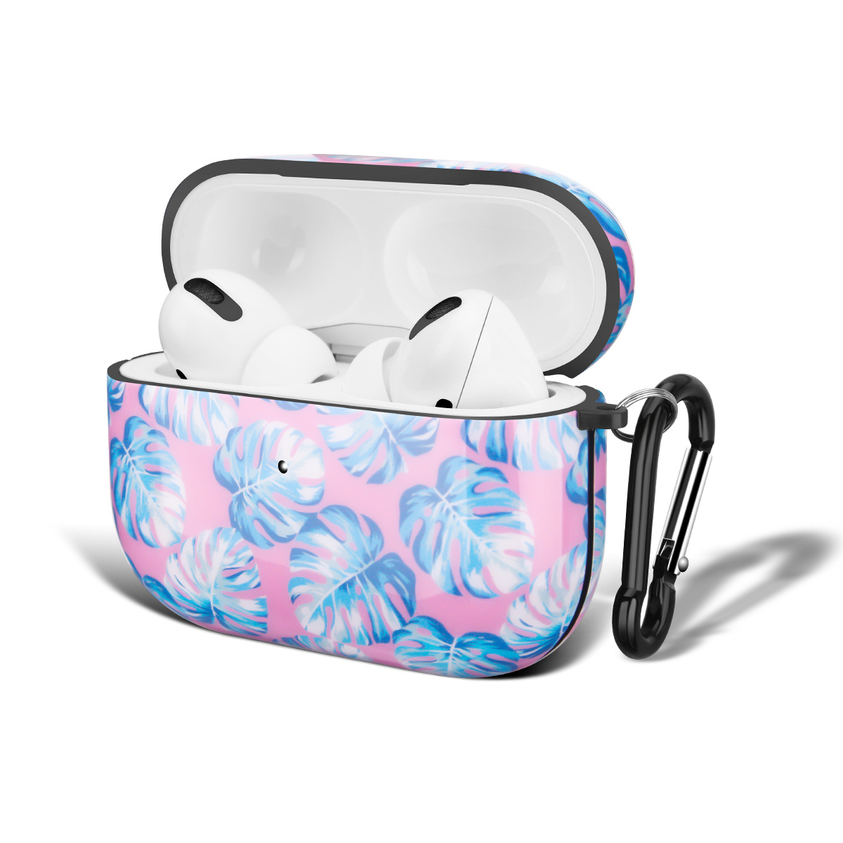 Apple AirPods Pro Hard Case - Hoesje met Clip - Monstera Roze