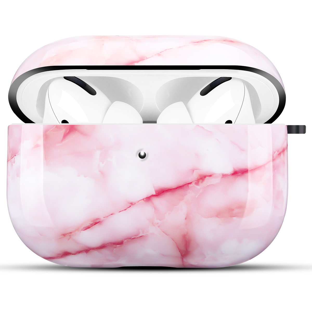 Apple AirPods Pro Hard Case - Hoesje met Clip - Roze Marmer