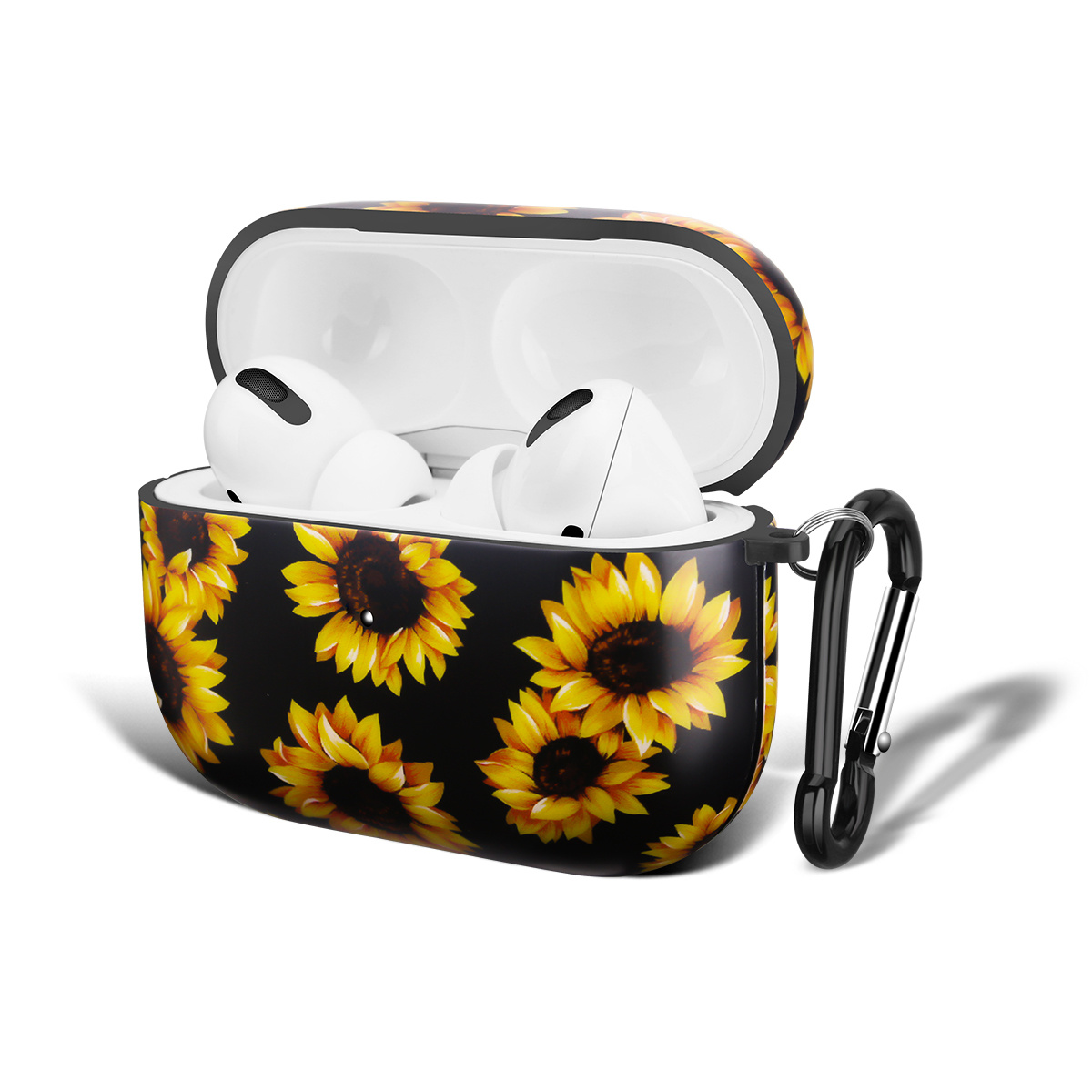 Apple AirPods Pro Hard Case - Hoesje met Clip - Zonnebloem