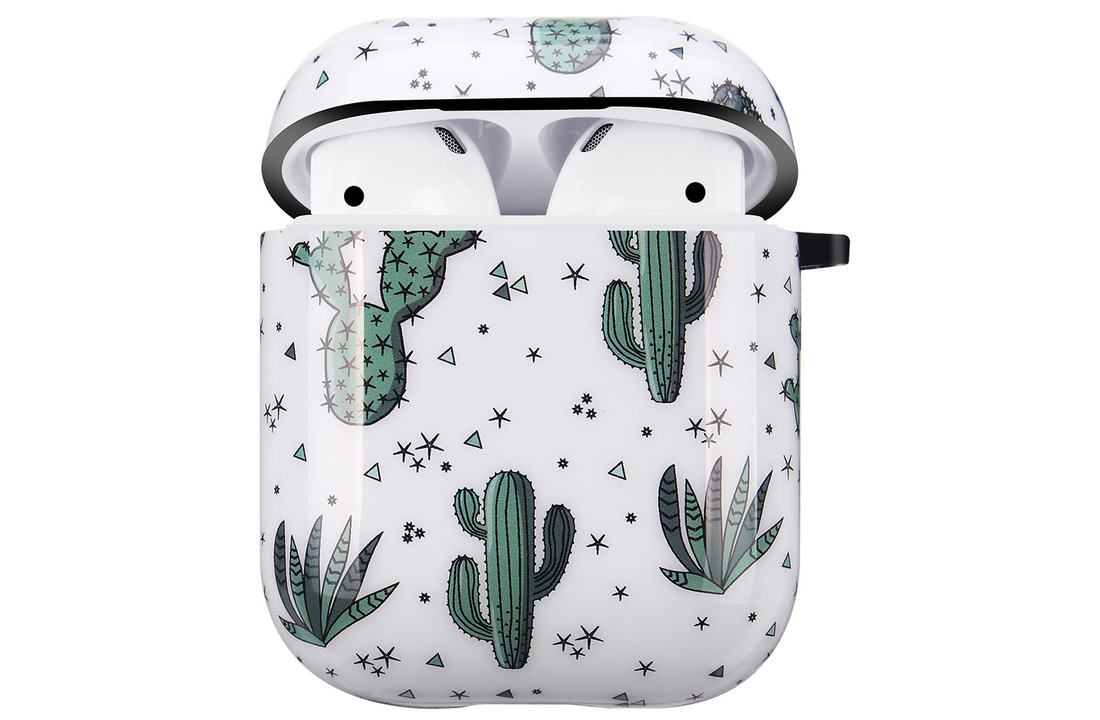 Apple AirPods 1 & 2 Hard Case - Hoesje met Clip - Cactus