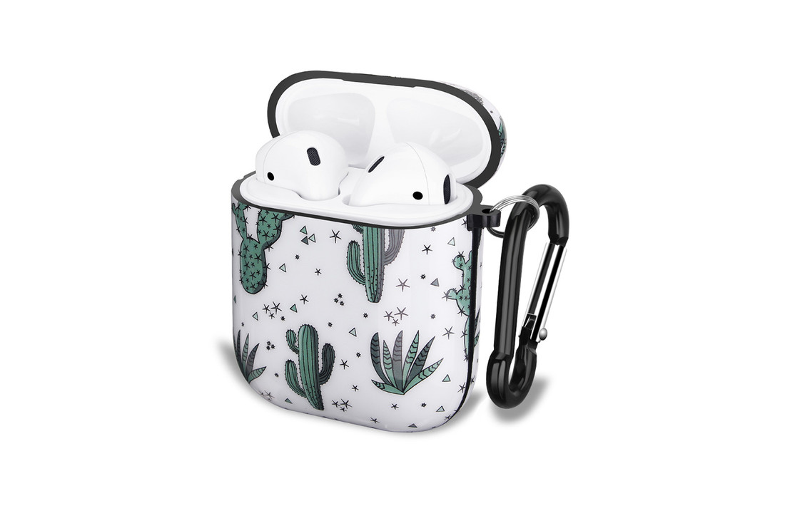 Apple AirPods 1 & 2 Hard Case - Hoesje met Clip - Cactus