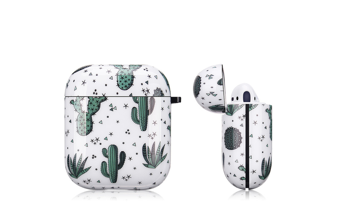 Apple AirPods 1 & 2 Hard Case - Hoesje met Clip - Cactus