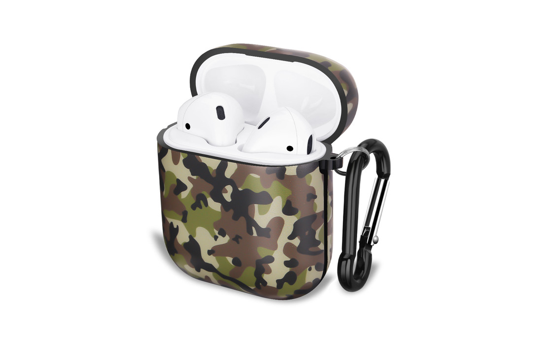 Apple AirPods 1 & 2 Hard Case - Hoesje met Clip - Army