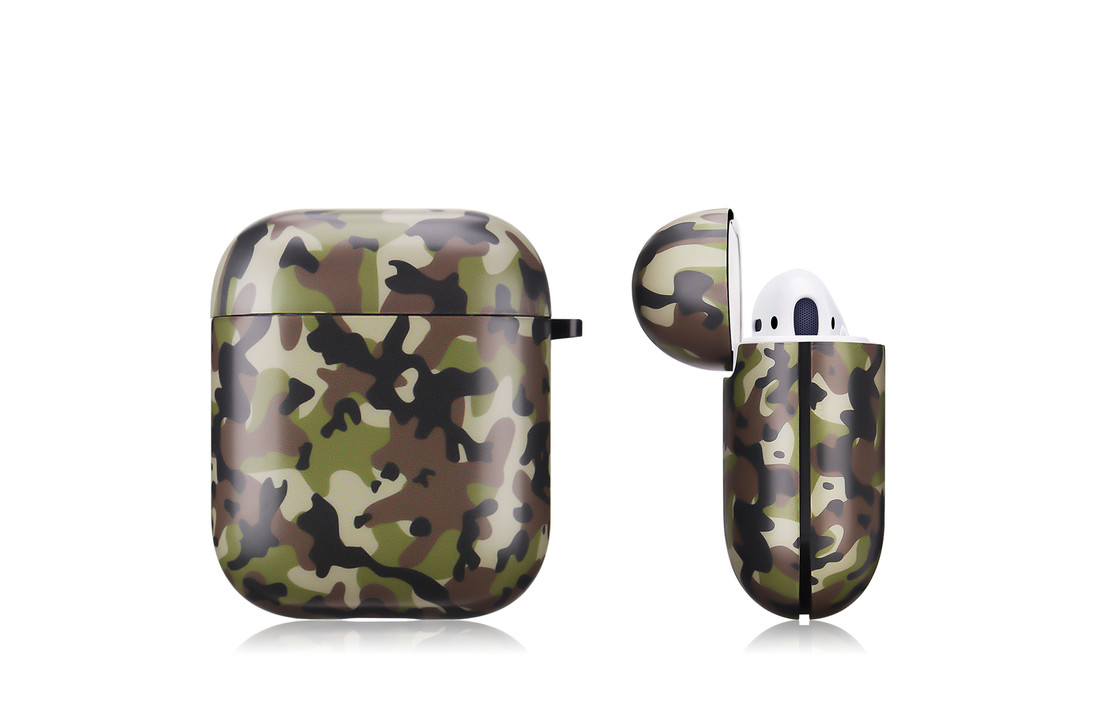 Apple AirPods 1 & 2 Hard Case - Hoesje met Clip - Army