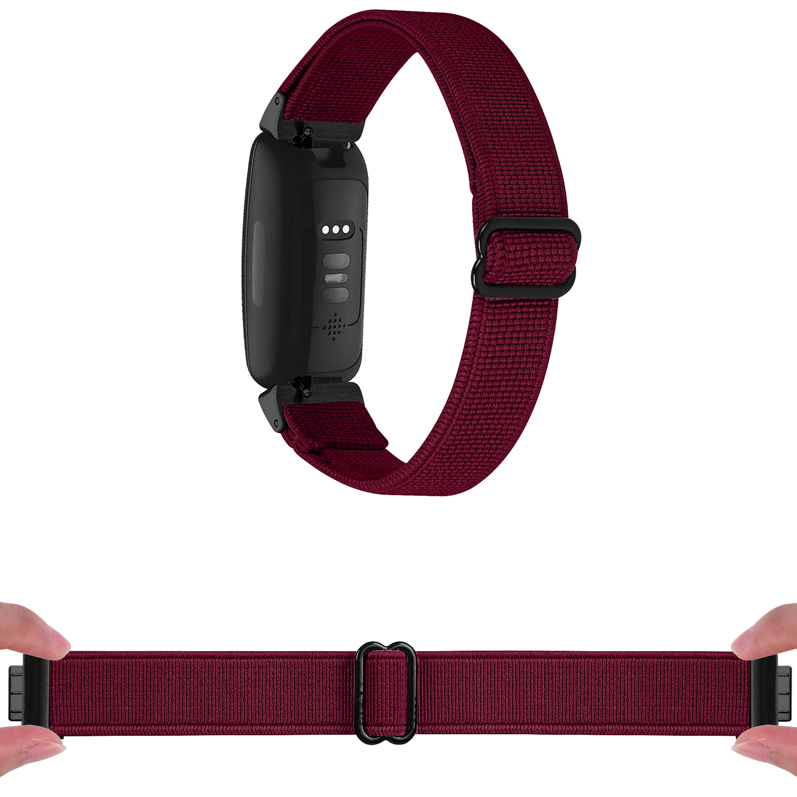 Fitbit Inspire 2 Nylon Stretch Bandje - Bordeaux Rood