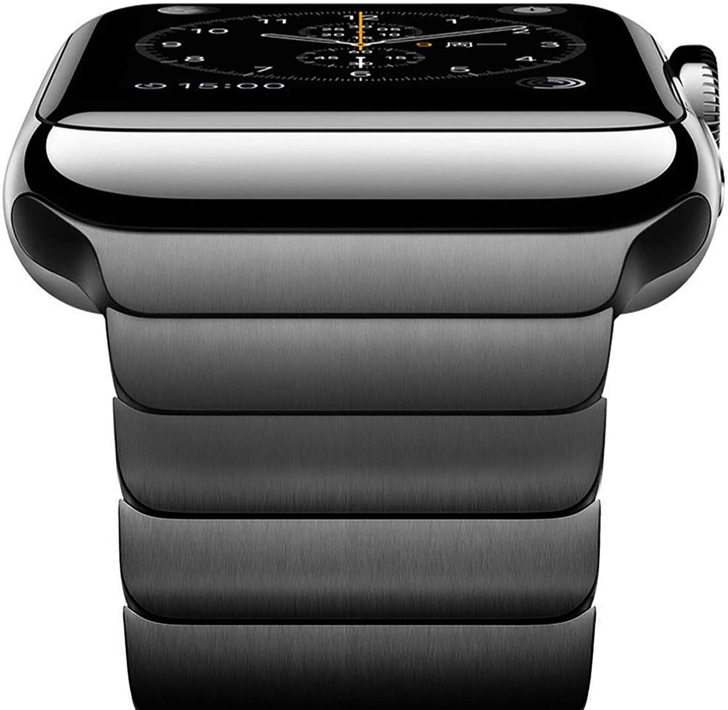 Apple Watch Stalen Schakel Band met Vlindersluiting - Zwart