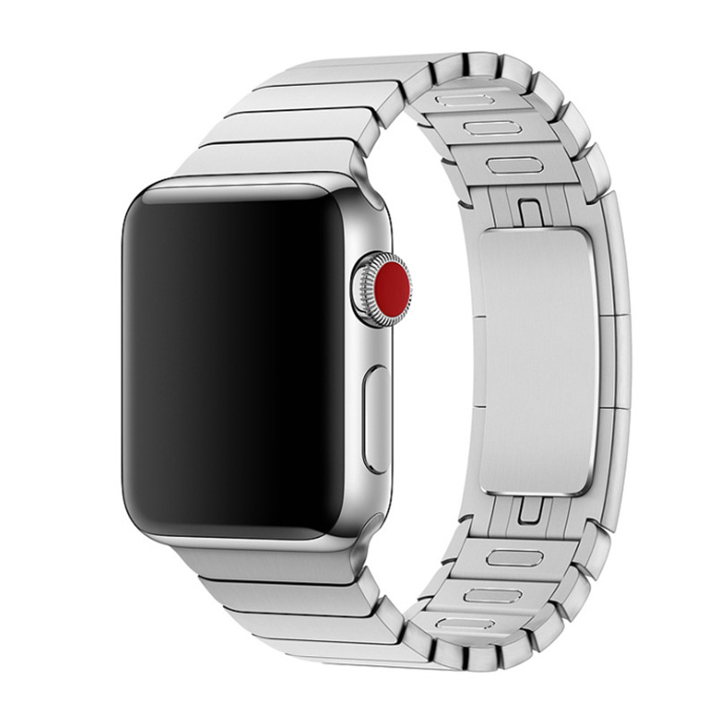 Apple Watch Stalen Schakel Band met Vlindersluiting - Zilver