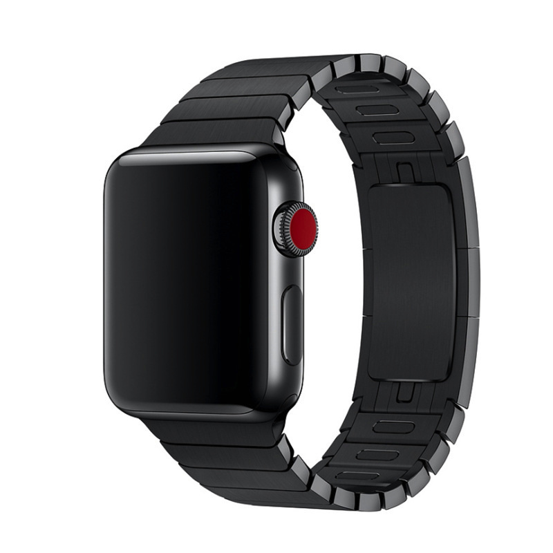 Apple Watch Stalen Schakel Band met Vlindersluiting - Zwart