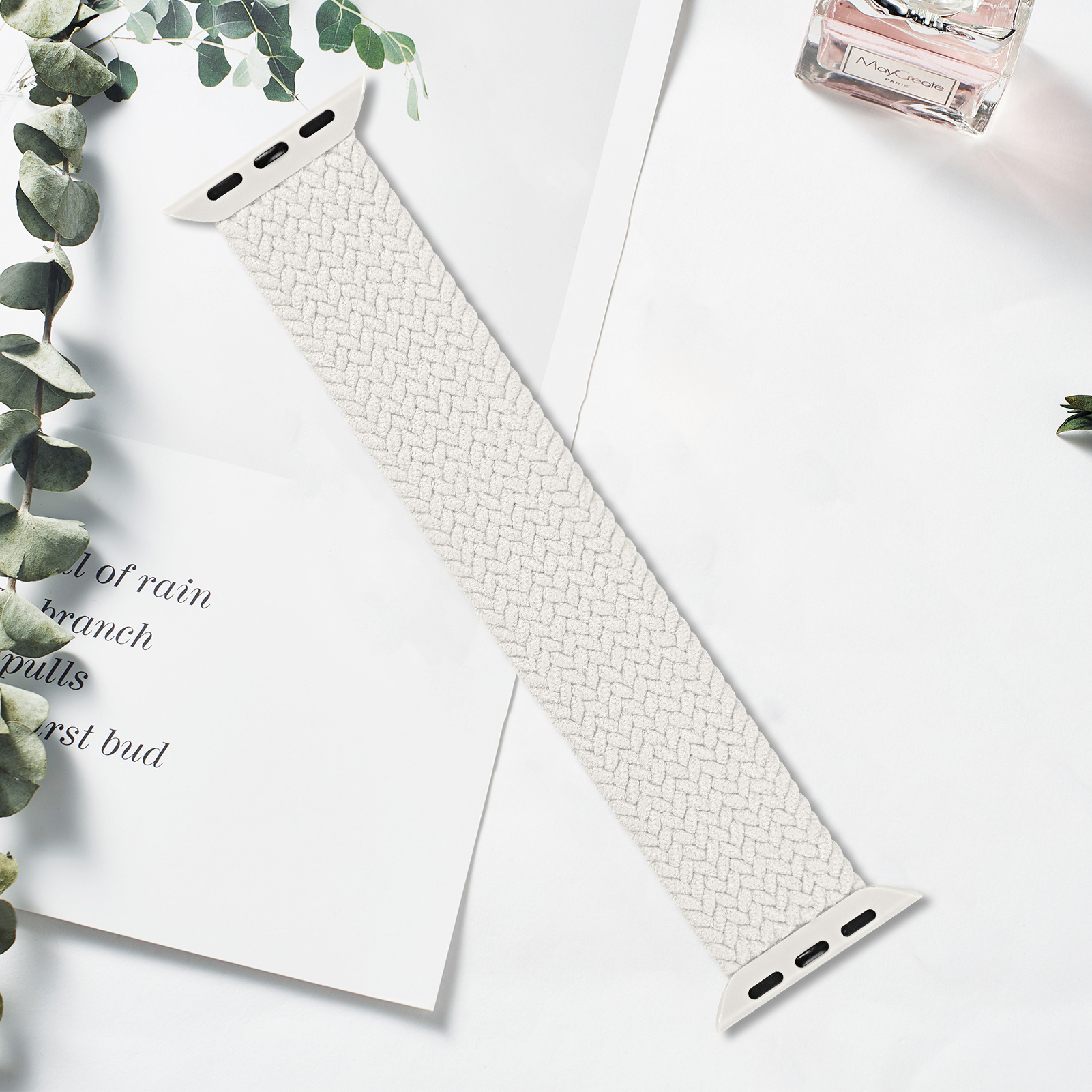 YONO Apple Watch Bandje - Gevlochten iWatch Series Solo Loop Band - Wit