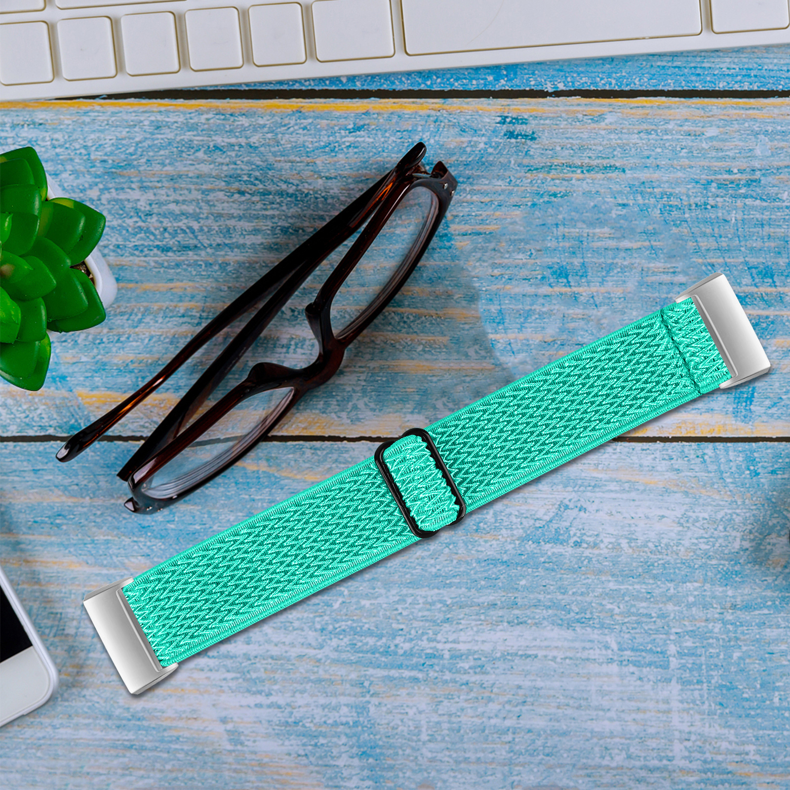 Fitbit Charge 3 / 4 Nylon Stretch Bandje - Turquoise