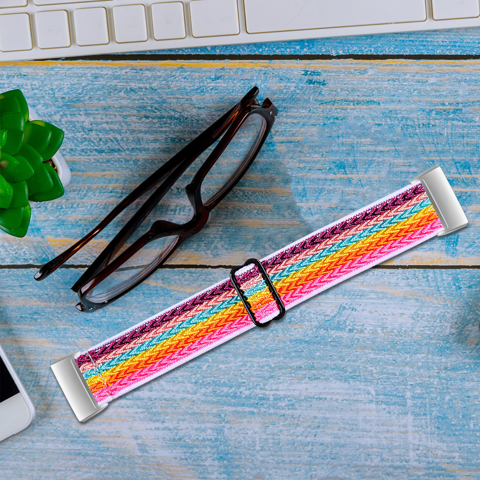 Fitbit Charge 3 / 4 Nylon Stretch Bandje - Multicolour