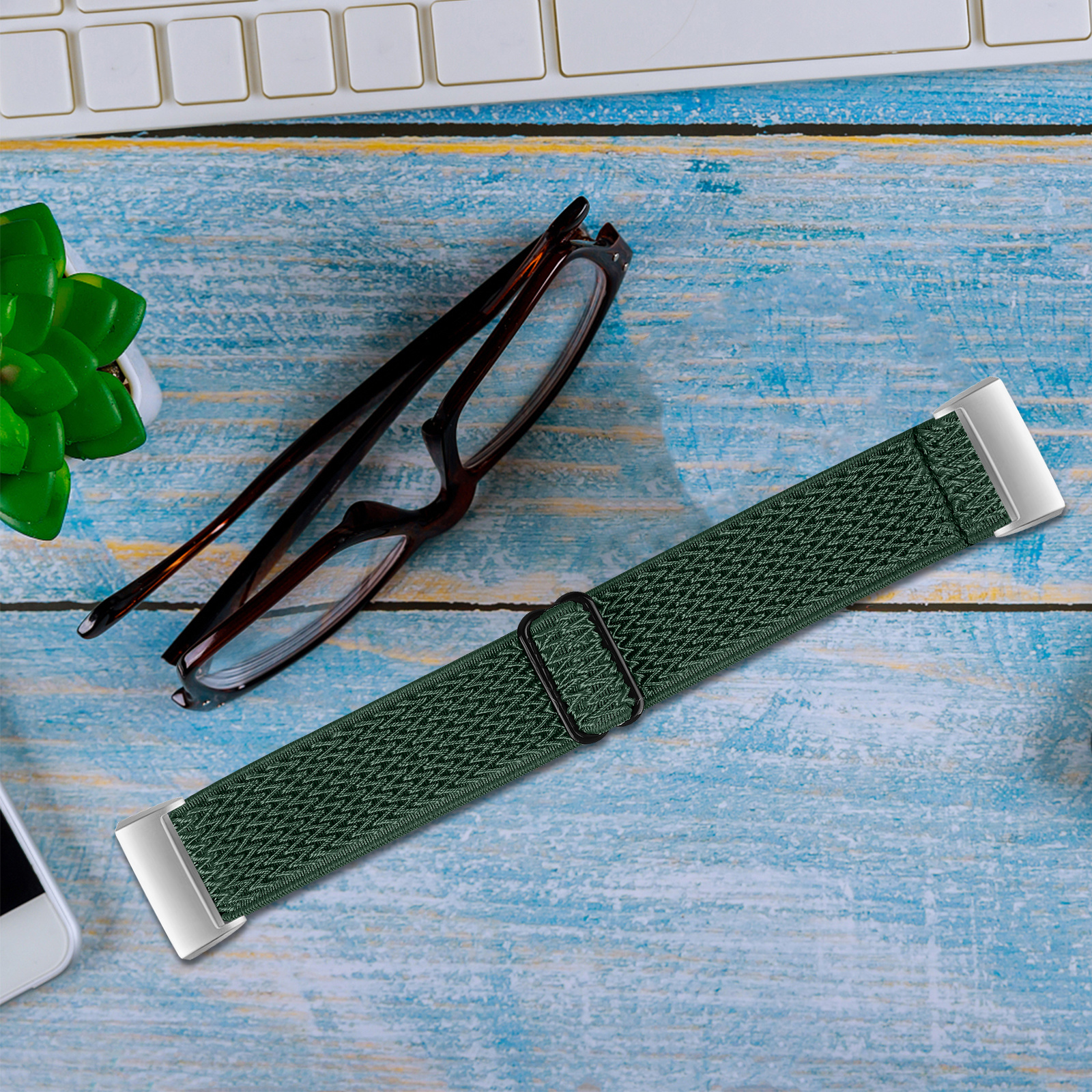 Fitbit Charge 3 / 4 Nylon Stretch Bandje - Groen