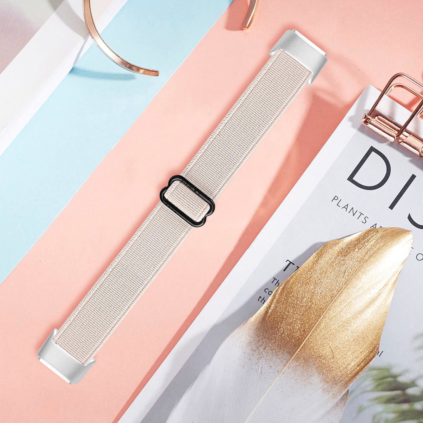 Fitbit Luxe Nylon Stretch Bandje - Beige