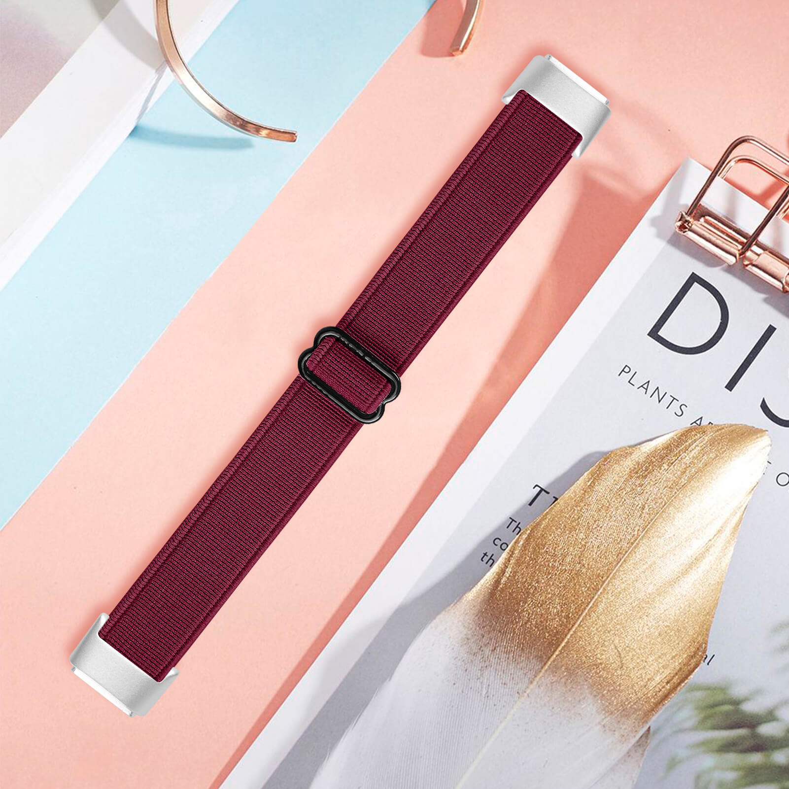Fitbit Luxe Nylon Stretch Bandje - Rood